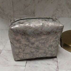 MAC Cosmetics Metallic Silver Cosmetic Bag